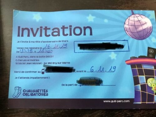 フランスの誕生会の招待状